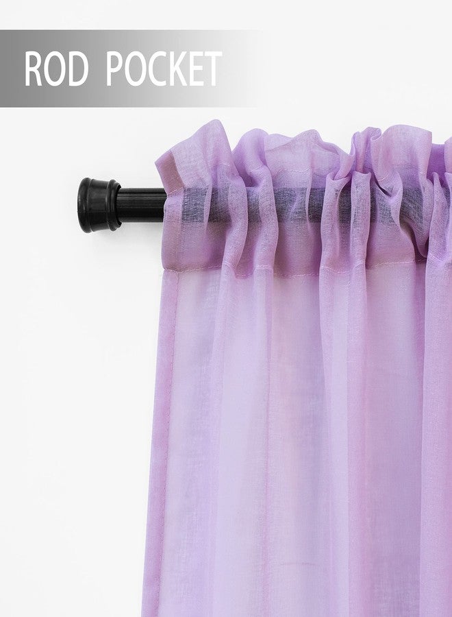 UPOPO Lilac Sheer Tier Curtains 24 inches Long Kitchen Tiers Cafe Bathroom Girls Nursery Room Short Voile Mini Small Curtain Panels Door Window Curtain Cabinet Cover 2 Panels Rod Pocket - Image 3